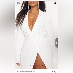 PLT White Twist Front Shirt Dress